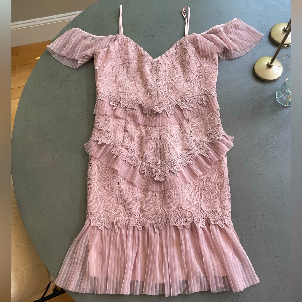 Bardot fringe/lace Dress